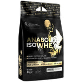 Anabolic IsoWhey protein package with black and gold design on a white background